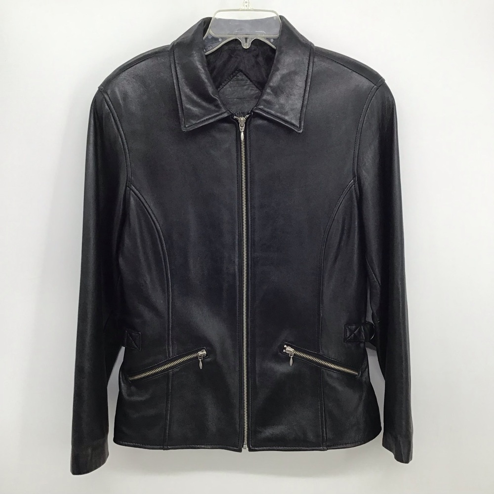 Preston & York Women’s Lamb Skin Leather Moto Style Jacket Winter Luxury Size M